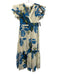 Truth Size S Cream, Blue, Brown Cotton Surplice Abstract Floral Maxi Dress Cream, Blue, Brown / S