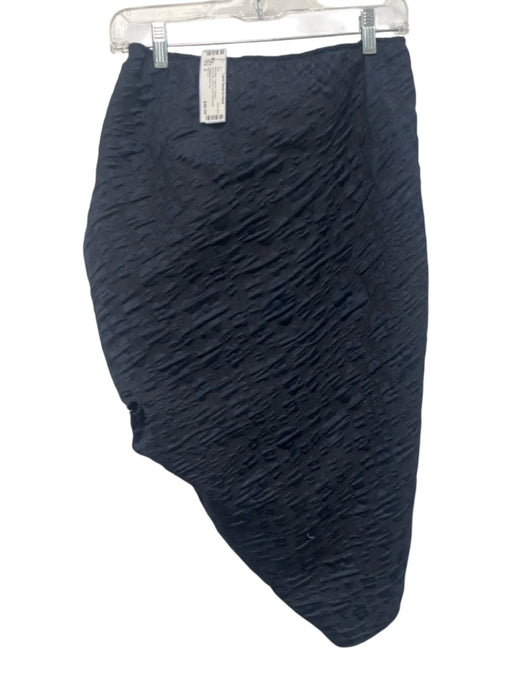 Tish Cox Size S Navy Blue Textured Draped Asymmetric Below knee Skirt Navy Blue / S