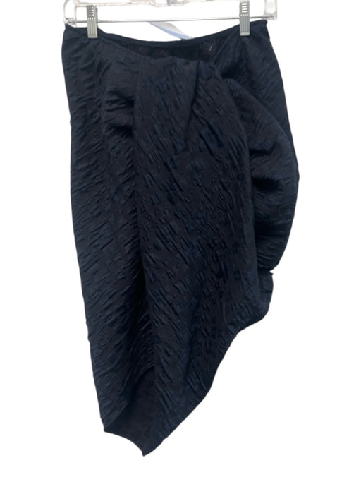 Tish Cox Size S Navy Blue Textured Draped Asymmetric Below knee Skirt Navy Blue / S