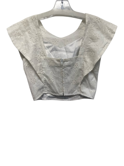 Koch Size XS Ivory White Cotton Eyelet Flutter Sleeve Cropped Top Ivory White / XS