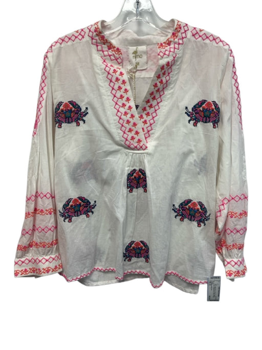 Nimo with Love Size M White, Pink, Orange Organic Cotton Embroidered crabs Top White, Pink, Orange / M