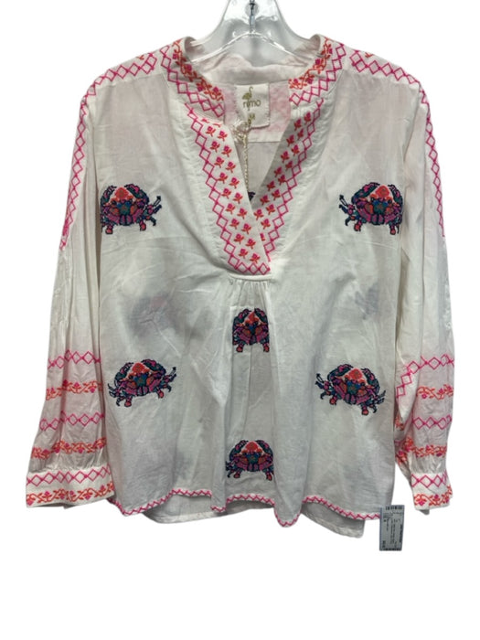 Nimo with Love Size M White, Pink, Orange Organic Cotton Embroidered crabs Top White, Pink, Orange / M