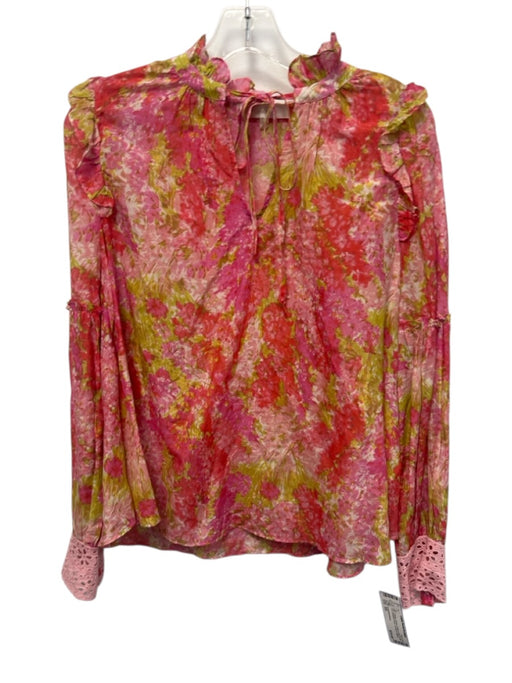 Loveshackfancy Size XS Pink, Orange, Green Cotton & Silk Ruffle Trim Top Pink, Orange, Green / XS