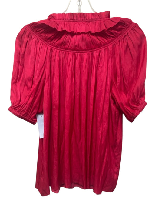 Ulla Johnson Size 2 Berry Pink Polyester Satin Gathered Tie Neck Top Berry Pink / 2
