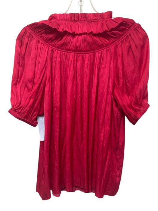 Ulla Johnson Size 2 Berry Pink Polyester Satin Gathered Tie Neck Top Berry Pink / 2