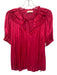 Ulla Johnson Size 2 Berry Pink Polyester Satin Gathered Tie Neck Top Berry Pink / 2