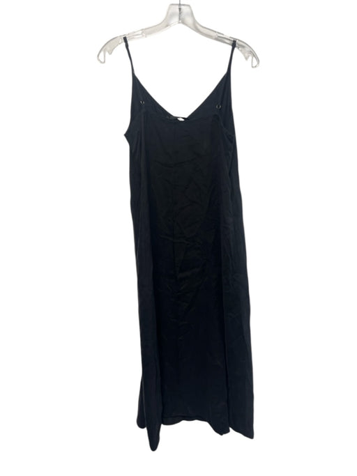 Jenni Kayne Size S Black Cupro Blend slip V Neck Spaghetti Strap Midi Dress Black / S