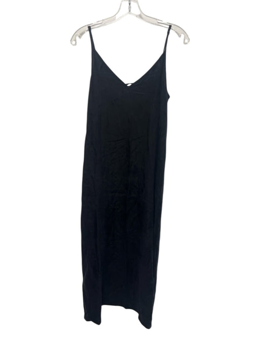 Jenni Kayne Size S Black Cupro Blend slip V Neck Spaghetti Strap Midi Dress Black / S