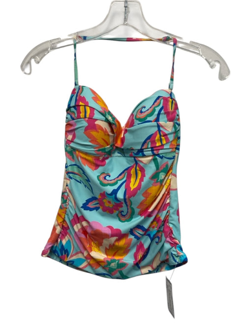 La Blanca Size 6 Blue, Pink, Yellow Nylon Blend Twist Abstract Tankini Swimsuit Blue, Pink, Yellow / 6