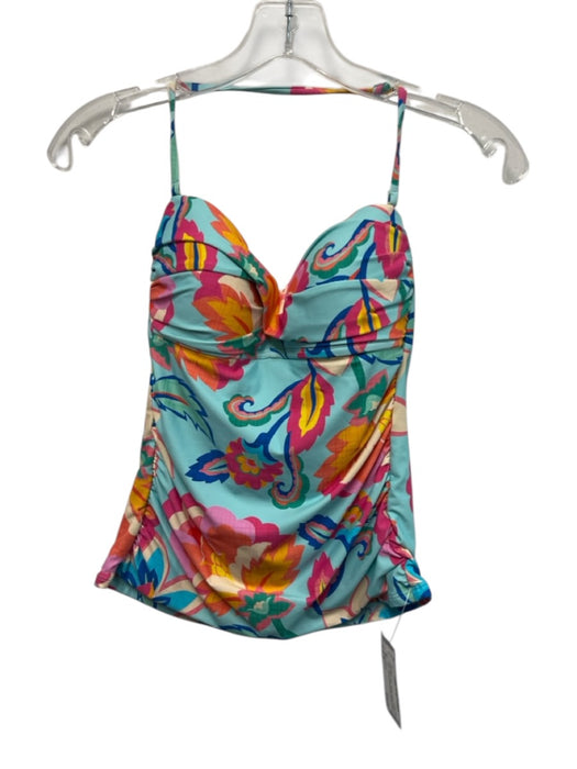 La Blanca Size 6 Blue, Pink, Yellow Nylon Blend Twist Abstract Tankini Swimsuit Blue, Pink, Yellow / 6