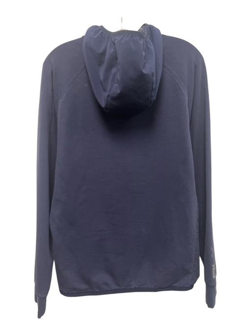 RLX Ralph Lauren Size M Navy Blue & White Cotton Blend Quarter Zip Hooded Jacket Navy Blue & White / M