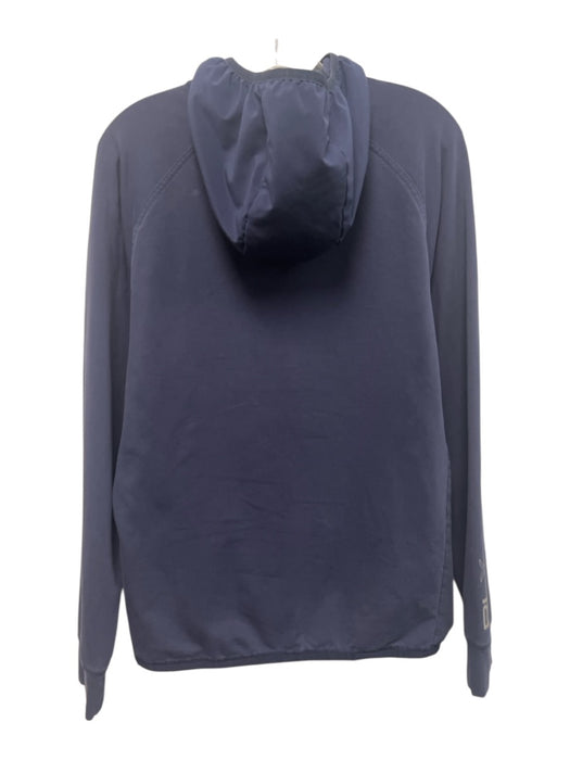 RLX Ralph Lauren Size M Navy Blue & White Cotton Blend Quarter Zip Hooded Jacket Navy Blue & White / M