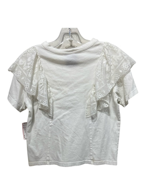 Sea New York Size XS White Cotton Ruffle Detail Short Sleeve Darted Lace Top White / XS