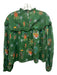 Farm Rio Size S Green & Orange Cotton Ruffle Detail Long Sleeve Back Keyhole Top Green & Orange / S