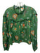 Farm Rio Size S Green & Orange Cotton Ruffle Detail Long Sleeve Back Keyhole Top Green & Orange / S