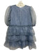 Ganni Size 36 Blue & Black Polyester Half Puff Sleeve Plaid Ruffle Tiered Dress Blue & Black / 36