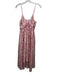 En Saison Size Small Pink & Green Polyester Spaghetti Strap Floral Pleated Dress Pink & Green / Small