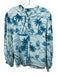 Marigold Size NWT Blue Multi Cotton Long Sleeve Beach Scene Button Front Top Blue Multi / NWT