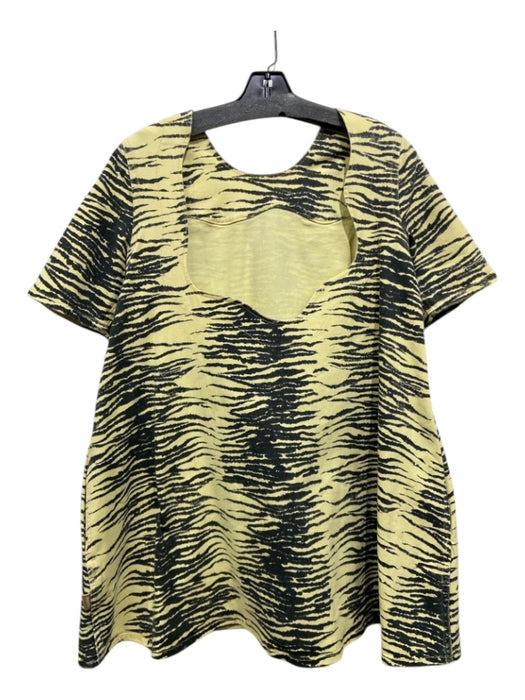 Ganni Size 34 Yellow & Black Cotton Animal Stripe Mickey Mouse A Line Dress Yellow & Black / 34