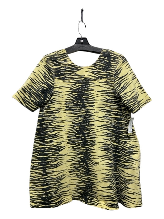 Ganni Size 34 Yellow & Black Cotton Animal Stripe Mickey Mouse A Line Dress Yellow & Black / 34