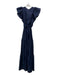 Jonathan Simkhai Size 8 Navy Blue Polyester Maxi Tiered Cap Sleeve Dress Navy Blue / 8