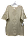 Mirth Size M Cream Cotton Rib Knit Back Keyhole Short Sleeve Knee length Dress Cream / M