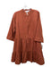 A Piece Apart Size S Burnt Orange Linen Blend Knee Length Half Button Dress Burnt Orange / S