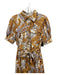 Derek Lam 10 Crosby Size 6 Brown, Yellow & White Linen & Rayon Floral Dress Brown, Yellow & White / 6