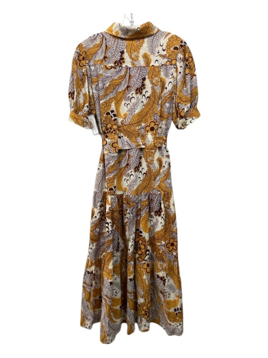 Derek Lam 10 Crosby Size 6 Brown, Yellow & White Linen & Rayon Floral Dress Brown, Yellow & White / 6