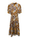 Derek Lam 10 Crosby Size 6 Brown, Yellow & White Linen & Rayon Floral Dress Brown, Yellow & White / 6