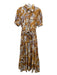 Derek Lam 10 Crosby Size 6 Brown, Yellow & White Linen & Rayon Floral Dress Brown, Yellow & White / 6