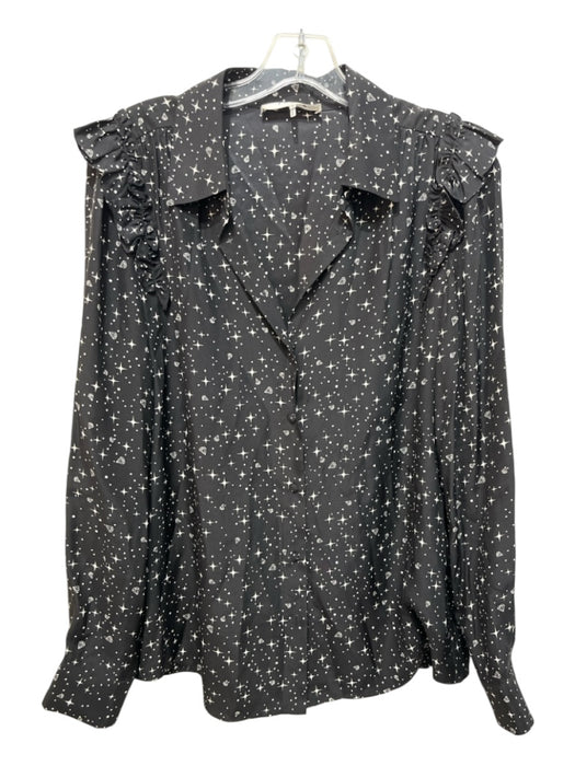 Frame Size M Black & White Silk star Button Up Long Sleeve Top Black & White / M