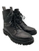 Valentino Garavani Shoe Size 38 Black Leather Lace Up Side Zip Combat Boots Black / 38