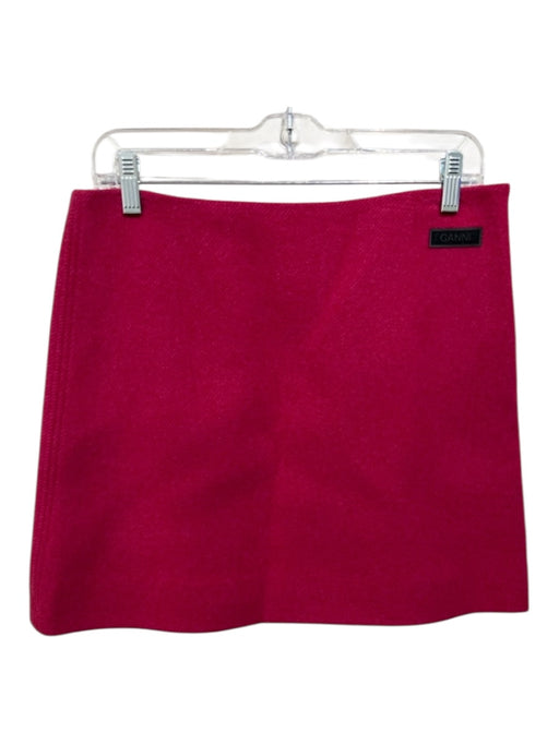 Ganni Size 40 Fuschia Pink Wool Blend Heathered Side Zip Mini Skirt Fuschia Pink / 40