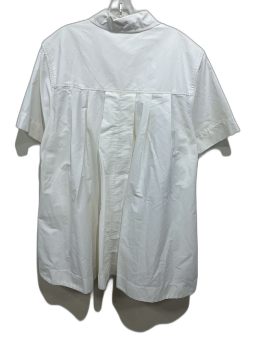 Simkhai Size M White Cotton Blend Short Sleeve Collared Quarter Button Dress White / M