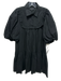 Lee Mathews Size 0 Black Cotton Short Puff Sleeve Collared Ruffle Accent Dress Black / 0