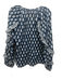 Bell by Alicia Bell Size M Navy Blue & White Cotton & Silk Block Printed Top Navy Blue & White / M