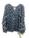 Bell by Alicia Bell Size M Navy Blue & White Cotton & Silk Block Printed Top Navy Blue & White / M