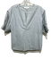 Frame Size L White & Navy Blue Cotton Pinstripe Short Balloon Sleeve V Neck Top White & Navy Blue / L