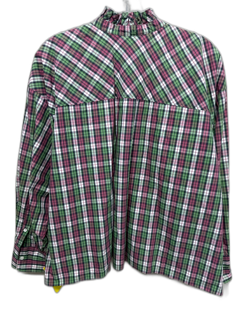Isabel Marant Etoile Size 36 Pink, Green & White Cotton Plaid Long Sleeve Top Pink, Green & White / 36