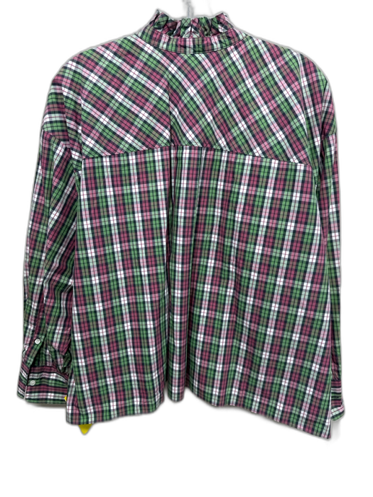 Isabel Marant Etoile Size 36 Pink, Green & White Cotton Plaid Long Sleeve Top Pink, Green & White / 36