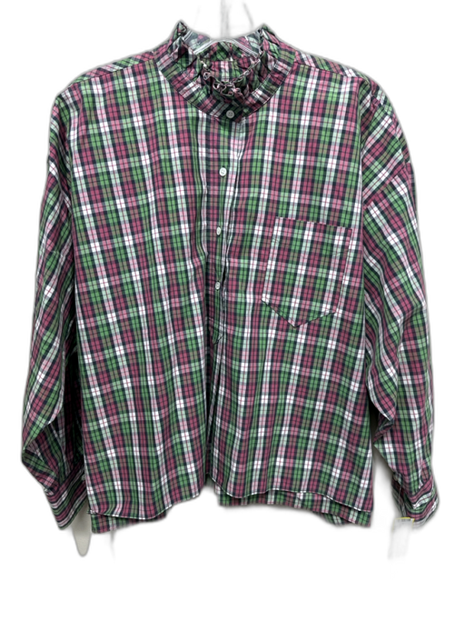 Isabel Marant Etoile Size 36 Pink, Green & White Cotton Plaid Long Sleeve Top Pink, Green & White / 36