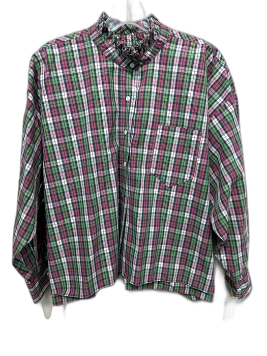 Isabel Marant Etoile Size 36 Pink, Green & White Cotton Plaid Long Sleeve Top Pink, Green & White / 36