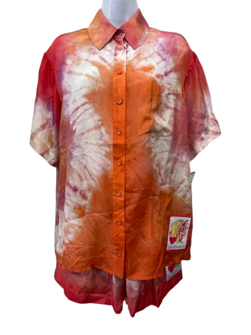 Zimmermann Size 1 Pink, Orange & White Silk Elastic & Drawstring Waist Short Set Pink, Orange & White / 1