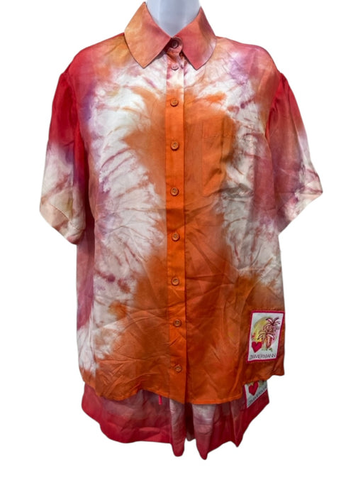 Zimmermann Size 1 Pink, Orange & White Silk Elastic & Drawstring Waist Short Set Pink, Orange & White / 1