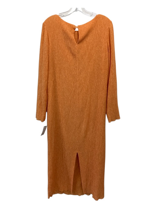 Harris Wharf London Size 42 Orange Lyocell Long Sleeve Wrinkled Wide Neck Dress Orange / 42