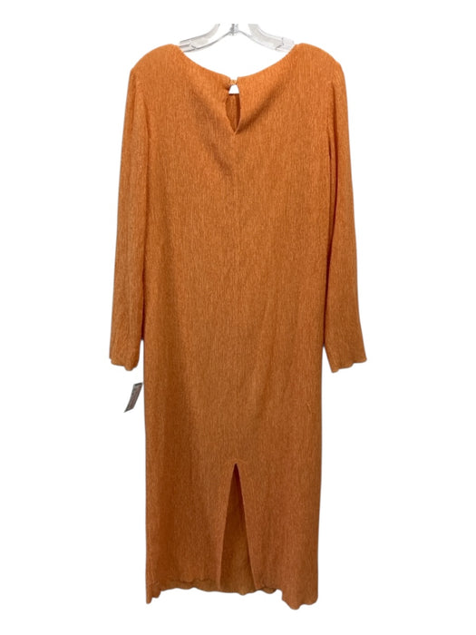 Harris Wharf London Size 42 Orange Lyocell Long Sleeve Wrinkled Wide Neck Dress Orange / 42
