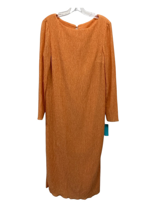 Harris Wharf London Size 42 Orange Lyocell Long Sleeve Wrinkled Wide Neck Dress Orange / 42