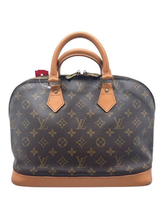 Louis Vuitton Brown & Tan Coated Canvas & Leather Top Handles Monogram Bag Brown & Tan / Medium