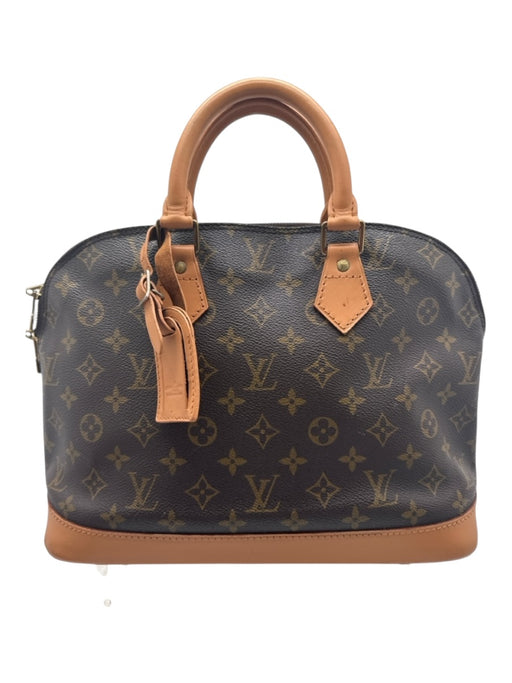 Louis Vuitton Brown & Tan Coated Canvas & Leather Top Handles Monogram Bag Brown & Tan / Medium